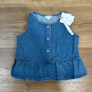 Lillegs Chambray Denim Peplum Sleeveless Top